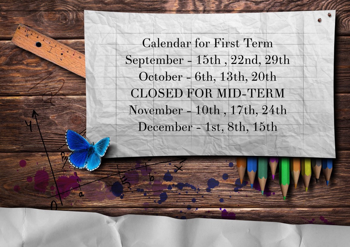 Workshop Calendar for First&nbsp;Term